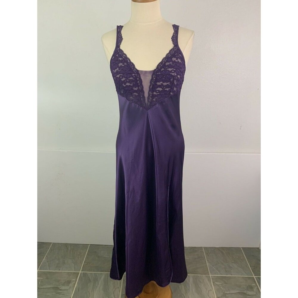 Vintage Victoria's Secret Women's M Nightgown Long Gown Front Slit Lace Bodice